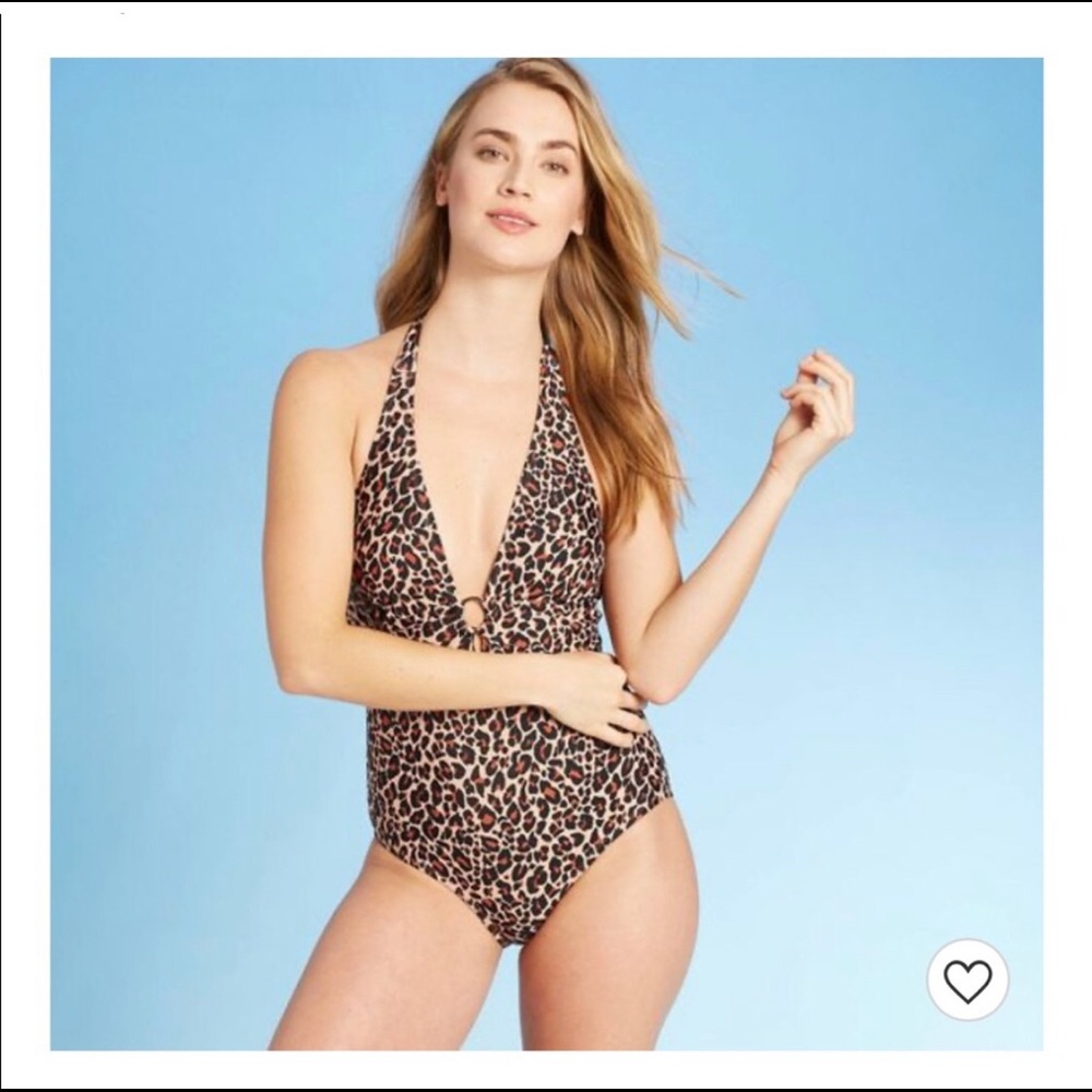 Leopard print one piece swimsuit